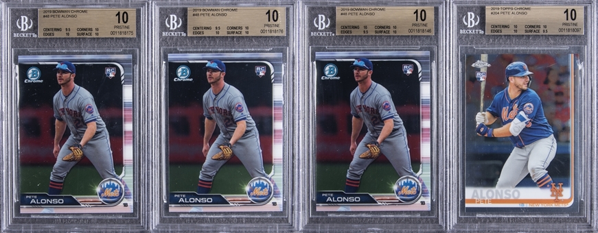 2019 Bowman Chrome and Topps Chrome Pete Alonso Rookie Cards BGS PRISTINE 10 Collection (4)